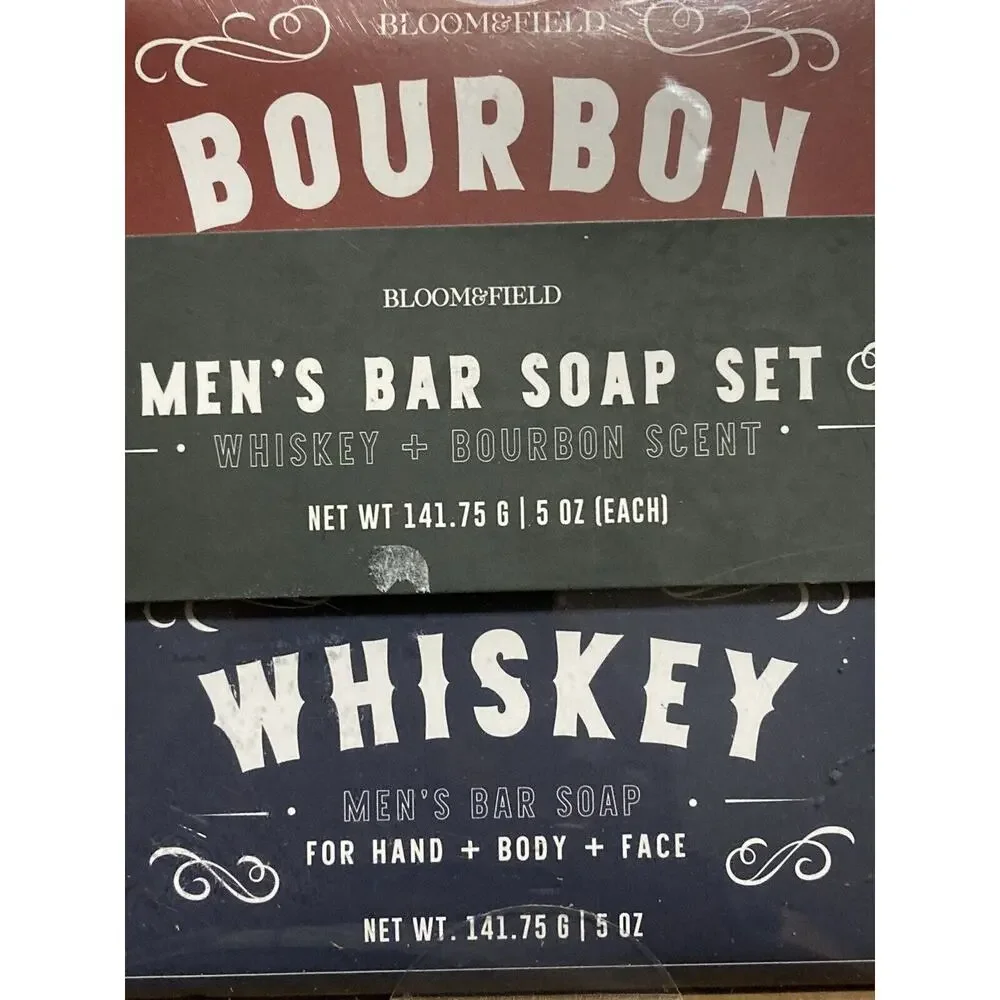 Bloom & Field- Whiskey Soap Bar‎ Set Of 2 Whiskey + Bourbon Scent For hands body